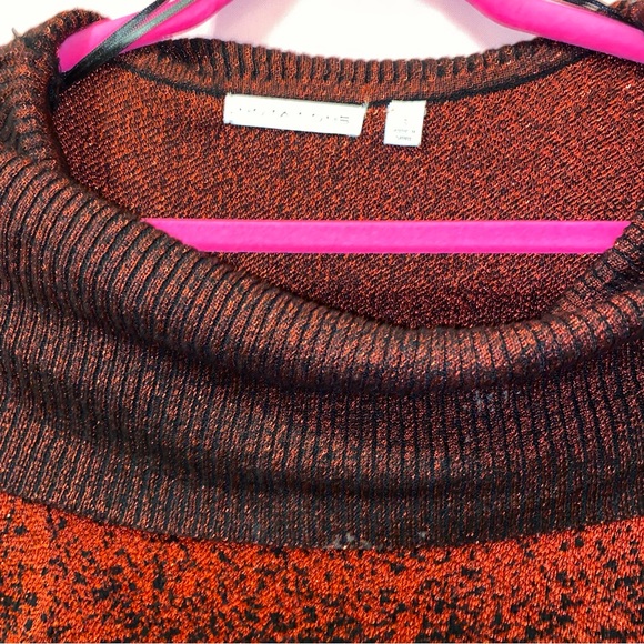 Ombré Red Black Shimmer Fold-over Metallic Sweater Top NY Collection Medium Chic - Picture 4 of 10